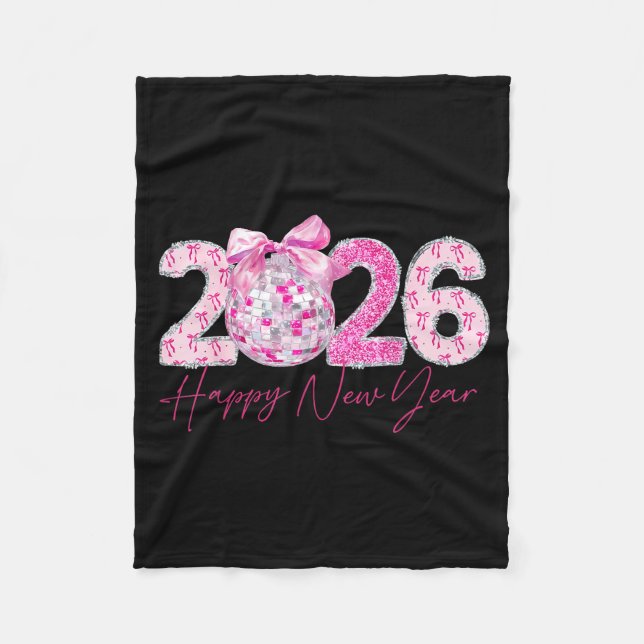 Manta Polar 2026 Happy New Year Bow Patch Disco Ball  (Anverso)