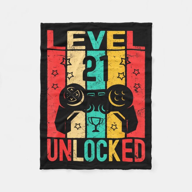 Manta Polar 21st Birthday Level 21 Unlocked Gamer Funny Birthd (Anverso)