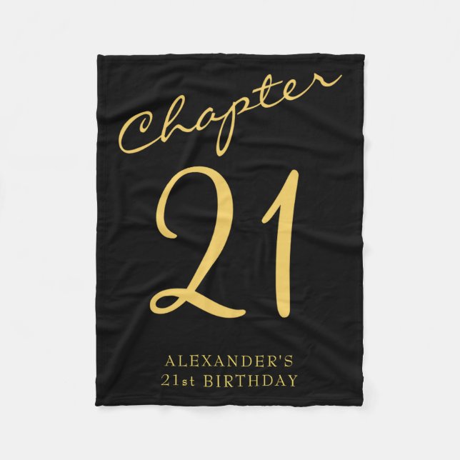 Manta Polar 21st Birthday Party Gold Script Blue  (Anverso)