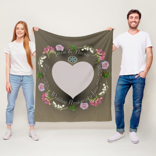 Manta Polar 22.º Aniversario Boda Floral con Spinel Fleece (In situ)