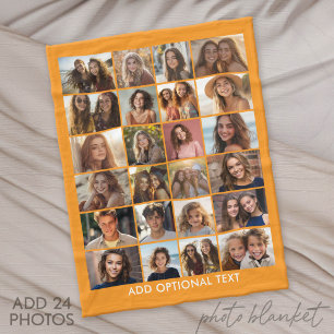 Manta Polar 24 Colaje de Fotos - Texto Personalizado - Naranja