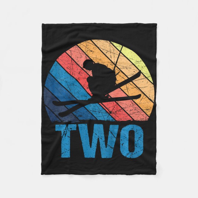 Manta Polar 2.º Chica de Esquí Retro de Cumpleaños (Anverso)