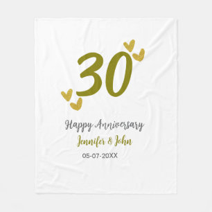 Manta Polar 30 años feliz pareja de bodas grises dorados