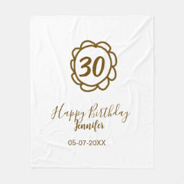 Manta Polar 30 cumpleaños añadir nombre fecha año de flor dora