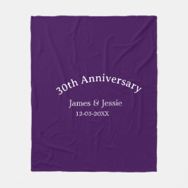 Manta Polar 30th wedding anniversary name date purple simple 