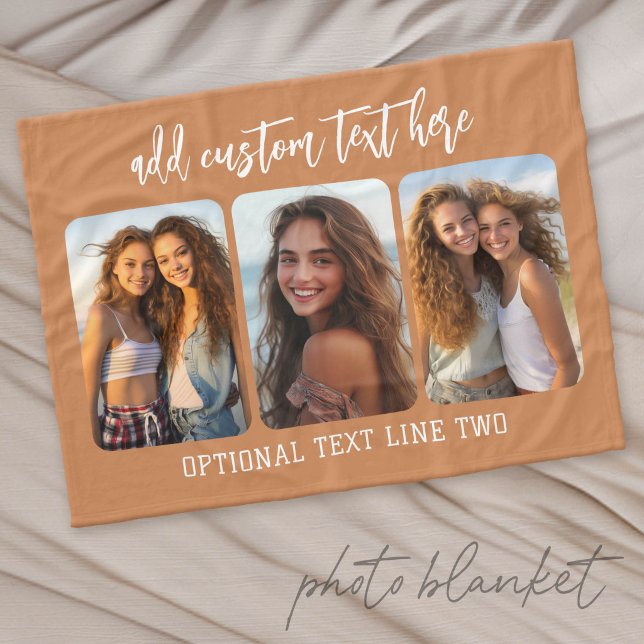 Manta Polar 3 Collage de fotos con script de rebote de moda (Custom Fleece Photo Blanket)