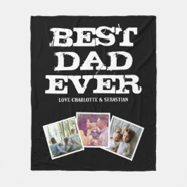 Manta Polar 3 Collage de fotos Mejor Papá Personalizado