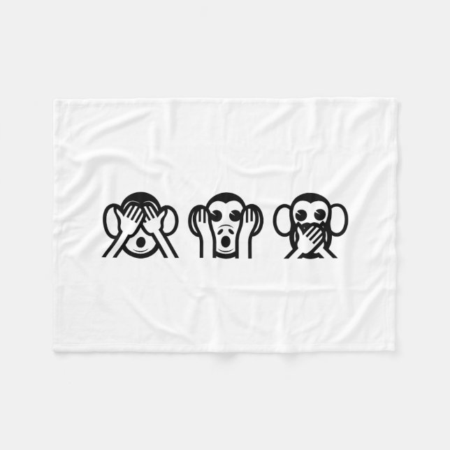 Manta Polar 3 Emoji de monos sabios (Frente (Horizontal))