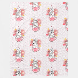 Manta Polar 3 gatos con flores y un tazón