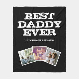 Manta Polar 3 Mejor Papi Collage de fotos Personalizado