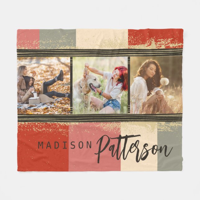 Manta Polar 3 Nombre personalizado de resumen ruso de Collage  (Frente (Horizontal))