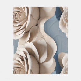 Manta Polar 3d Rendered Roses In Shades Of Blue And White
