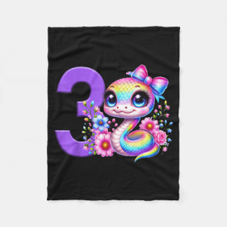 Manta Polar 3rd Birthday Girl Snake Party Rainbow Coquette Bow