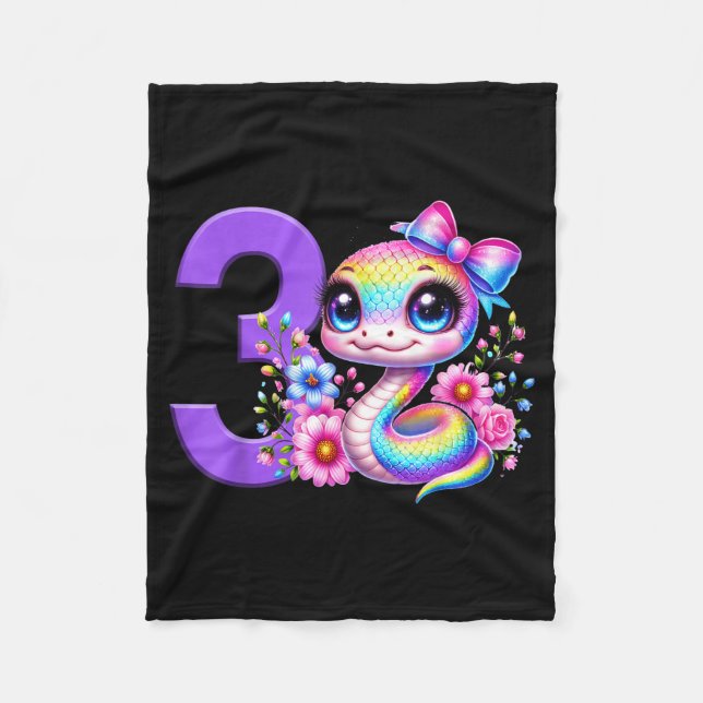 Manta Polar 3rd Birthday Girl Snake Party Rainbow Coquette Bow (Anverso)