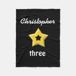 Manta Polar 3ro Cumpleaños con el NEGRO acodado A14 del ORO de