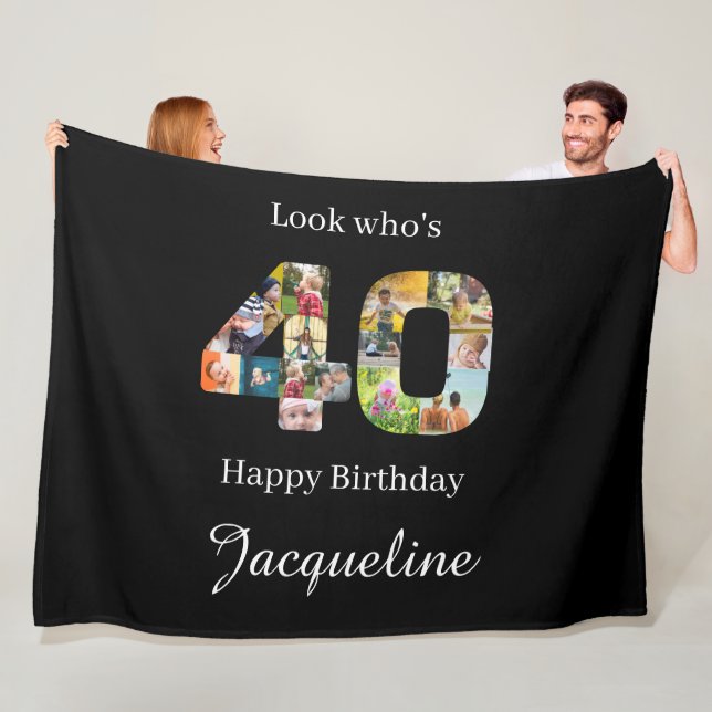 Manta Polar 40.ª plantilla de Collage de fotos de cumpleaños (In situ)