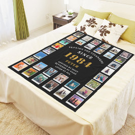 Manta Polar 40.º Collage de fotos Familiar de cumpleaños 32 fo