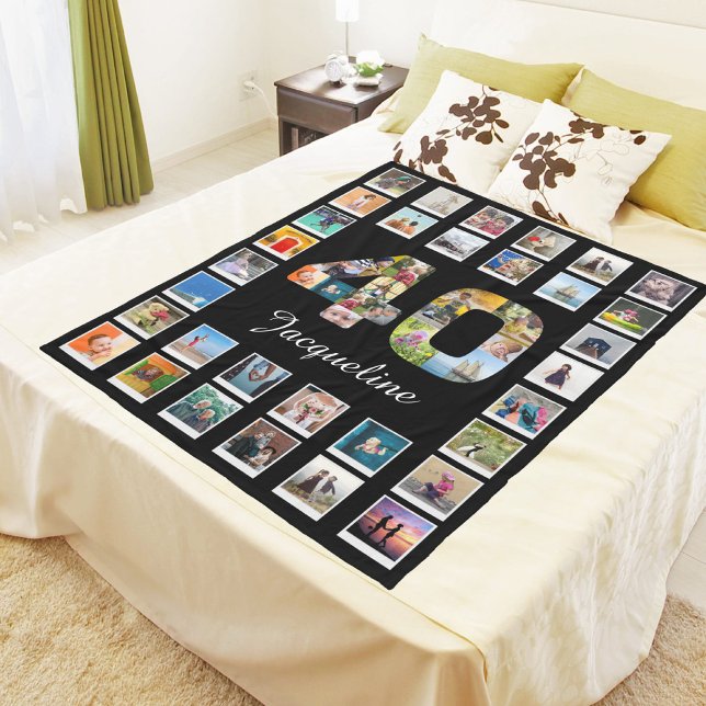 Manta Polar 40.º Collage de fotos Familiar de Cumpleaños 47 Fo (Subido por el creador)