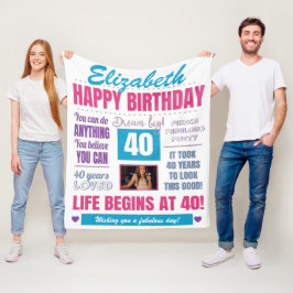 Manta Polar 40.º cumpleaños Fleece Fleece personalizada