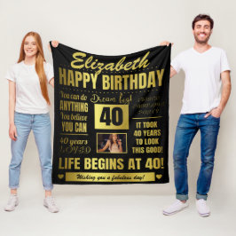 Manta Polar 40.º cumpleaños Fleece Fleece personalizada