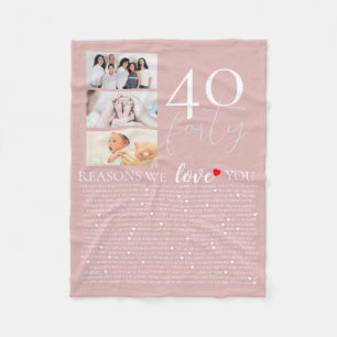 Manta Polar 40 razones por las que te amamos rosa de cumpleaño