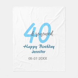 Manta Polar 40th & renewed birthday name date blue bold number