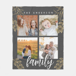 Manta Polar 4 collage de fotos guión de cuadrícula Fleece Blan