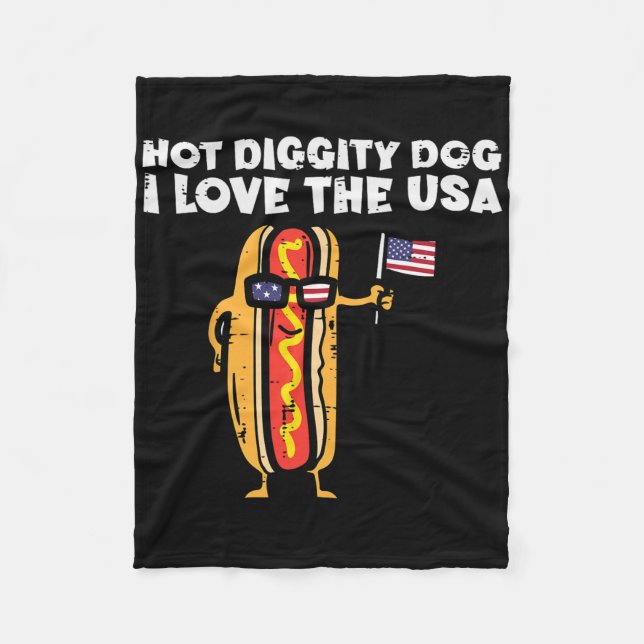 Manta Polar 4 De Julio Hotdog Hot Diggity Dog Patriotic Women (Anverso)