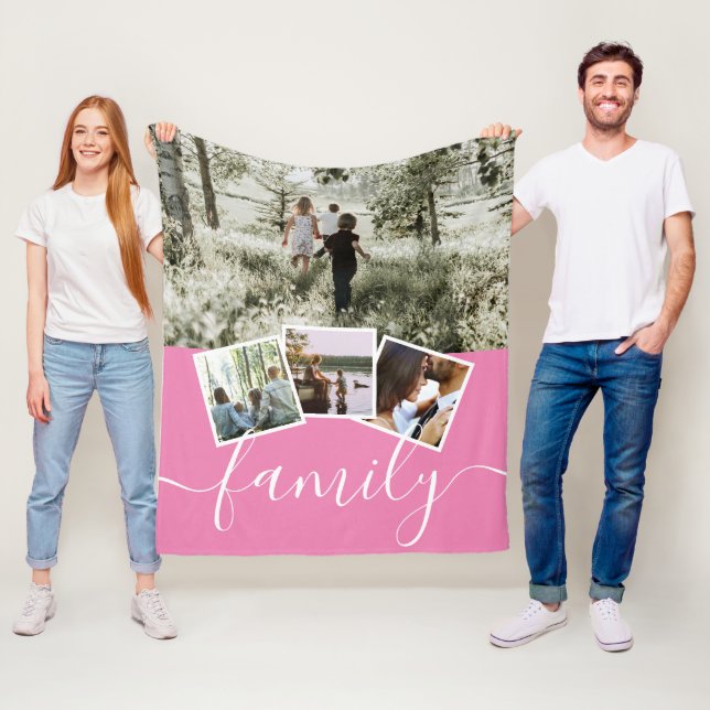Manta Polar 4 Familia Collage de fotos personalizada (In situ)