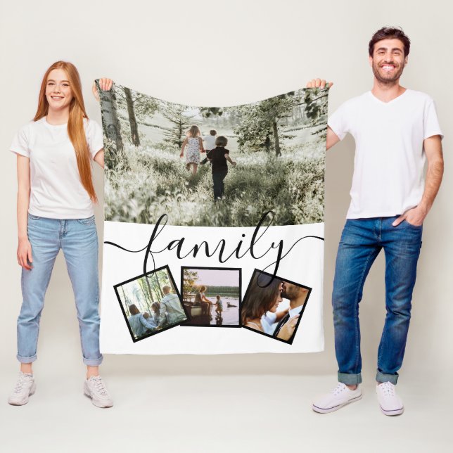Manta Polar 4 Familia Collage de fotos personalizada (In situ)
