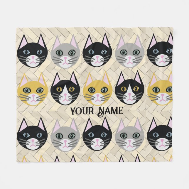 Manta Polar 4 gatos, Herringbone Beige (Frente (Horizontal))