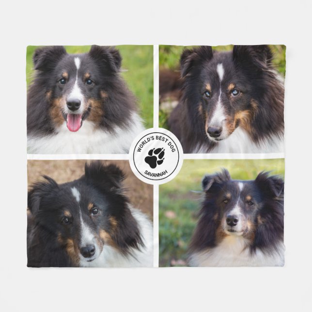 Manta Polar 4 Personalizados Mascota de plantilla y texto (Frente (Horizontal))