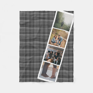 Manta Polar 4 Photo Booth Style Gray Tartan Personalizado