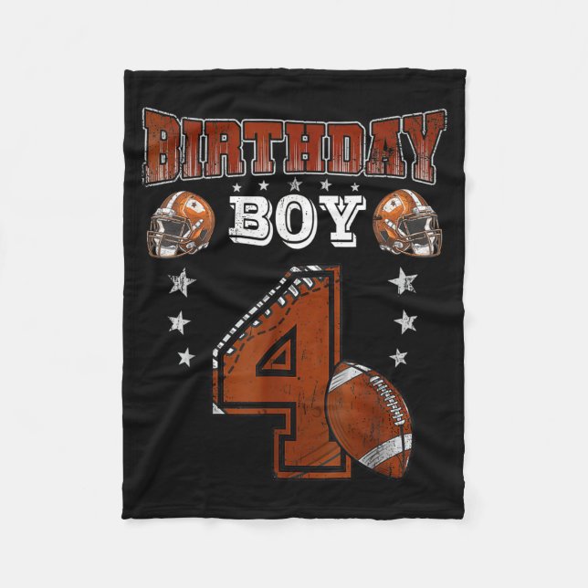 Manta Polar 4th Birthday Boy Football Lover Theme 4 Years Old  (Anverso)