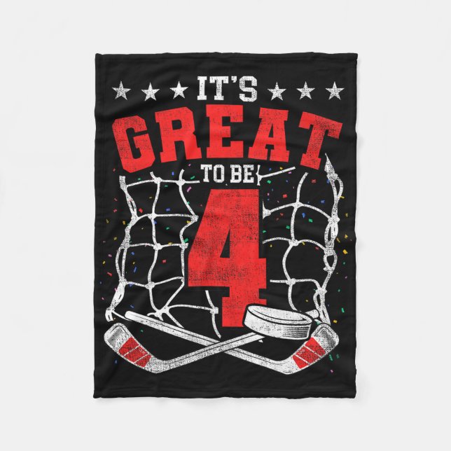 Manta Polar 4th Birthday Hockey Lovers It's Great To Be 4 Year (Anverso)
