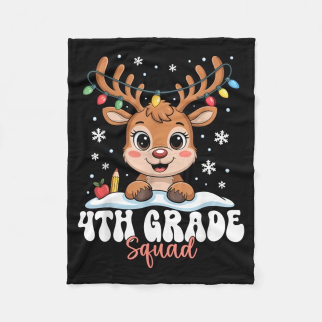 Manta Polar 4th Grade Squad Reindeer Christmas Lights Cute Win (Anverso)