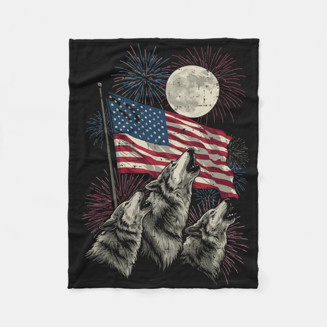 Manta Polar 4th Of July Wolves Moon Meme Funny Usa Flag Men Wo (Anverso)