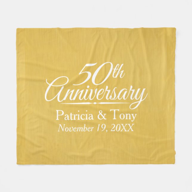 Manta Polar 50.º aniversario Boda de oro personalizado (Frente (Horizontal))