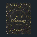 Manta Polar 50.º Aniversario Boda Dorado Negro Y Oro<br><div class="desc">Personaliza con tus detalles especiales de 50 años de oro en la tipografía de oro de moda y en el delicado polvo de oro. Diseñado por Thisisnotme©</div>