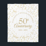 Manta Polar 50.º Aniversario del Oro Boda Confetti<br><div class="desc">Personaliza con tus detalles especiales de 50 años de oro en la tipografía de oro de moda y en el delicado polvo de oro. Diseñado por Thisisnotme©</div>