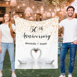 Manta Polar 50.º boda aniversario de los cisnes blancos enamor