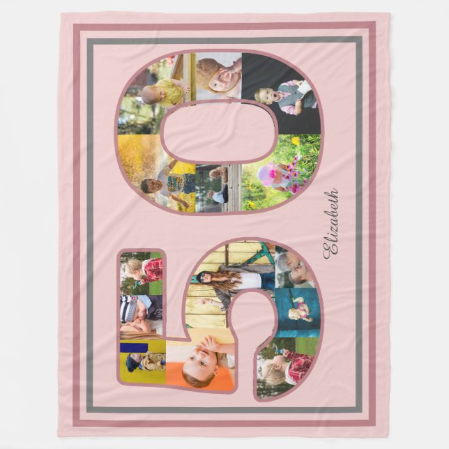 Manta Polar 50.º Collage de fotos del partido de cumpleaños, p (Anverso)