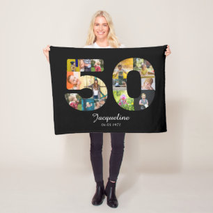 Manta Polar 50.º Cumpleaños Crea tu propia foto múltiple