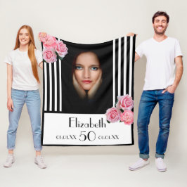 Manta Polar 50 años rayas blancas negras foto