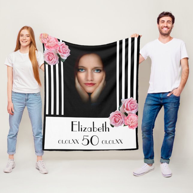 Manta Polar 50 años rayas blancas negras foto (In situ)