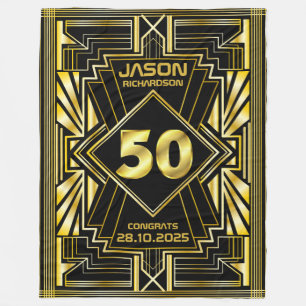 Manta Polar 50 cumpleaños Art Deco Gold Black Great Gatsby