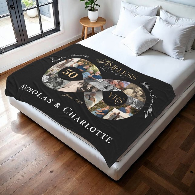 Manta Polar 50th Wedding Anniversary Infinity Photo Collage (50th Wedding Anniversary Infinity Photo Collage Fleece Blanket)