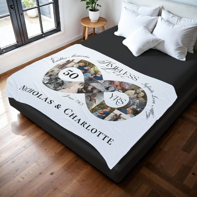 Manta Polar 50th Wedding Anniversary Infinity Photo Collage (50th Wedding Anniversary Infinity Photo Collage Fleece Blanket)