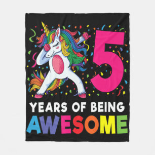 Manta Polar 5.º regalo de Fiesta de unicornio de cumpleaños 5 