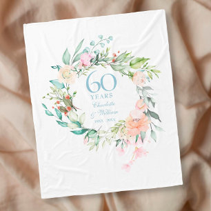 Manta Polar 60.º Aniversario del Boda del Diamante Floral Garl
